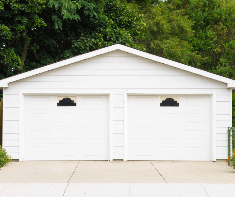 White detached garage